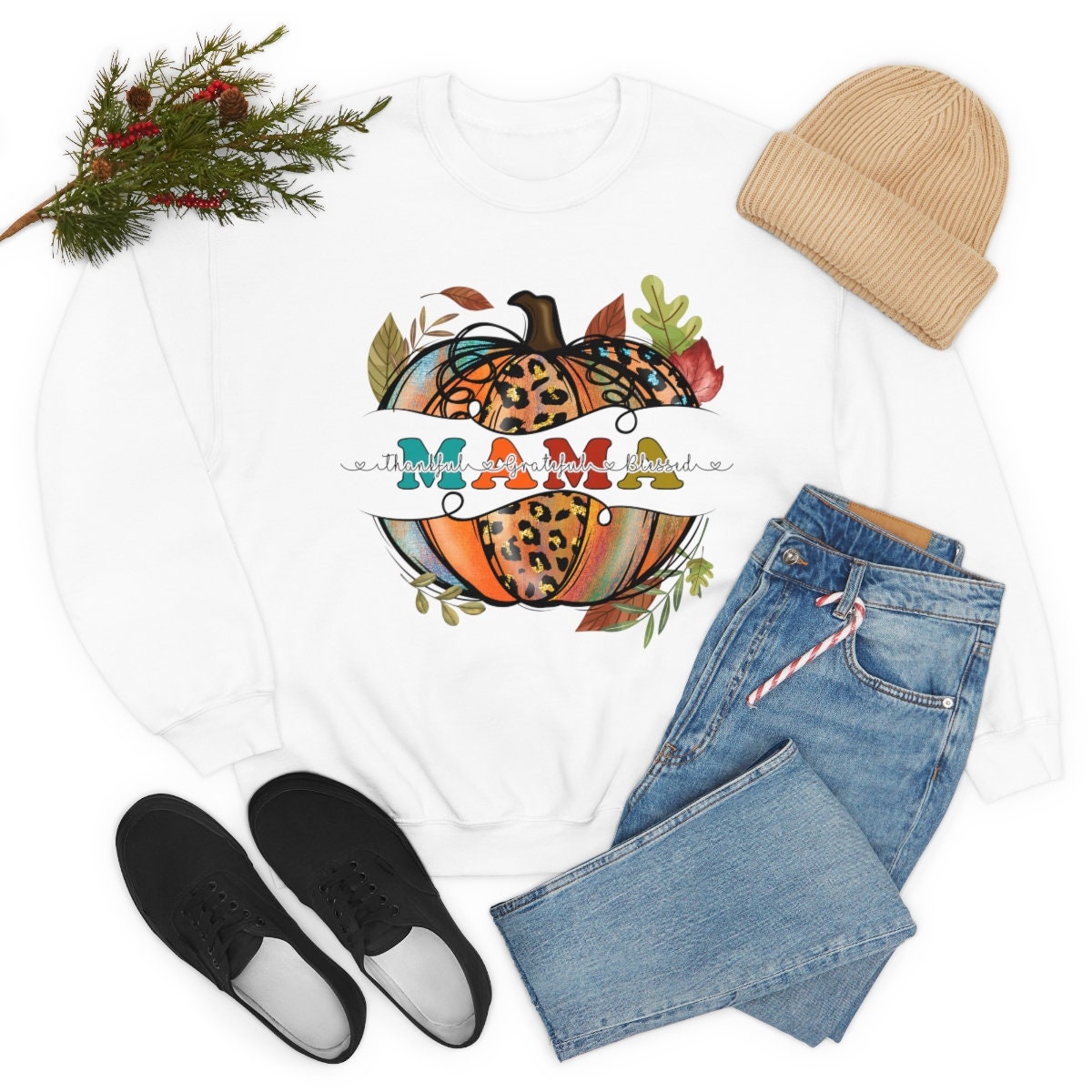 Mama, Thanksgiving Unisex Heavy Blend Crewneck Sweatshirt