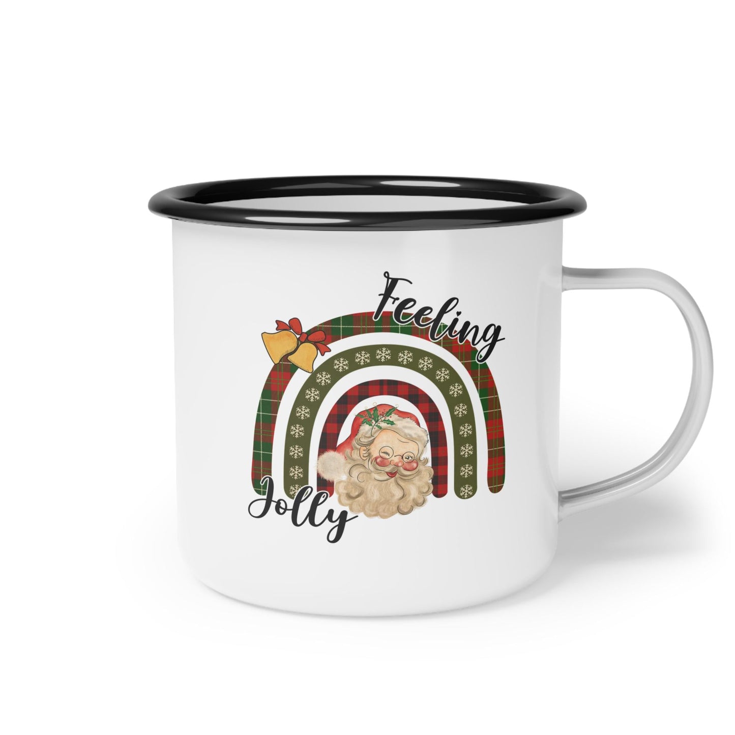 Retro, Santa, Feeling Jolly, Festive Enamel Camp Cup