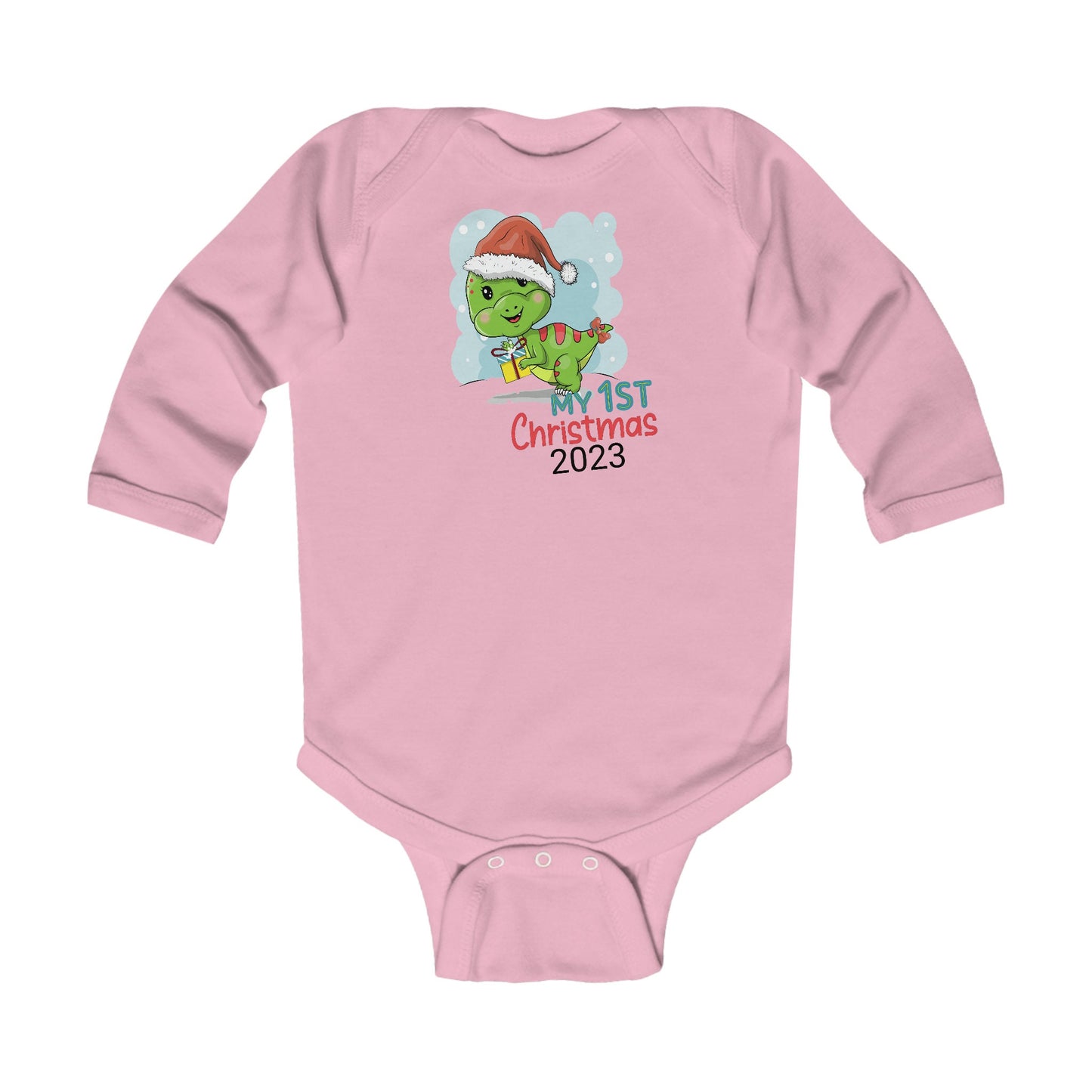 My First Christmas Dino Baby Infant Long Sleeve Bodysuit