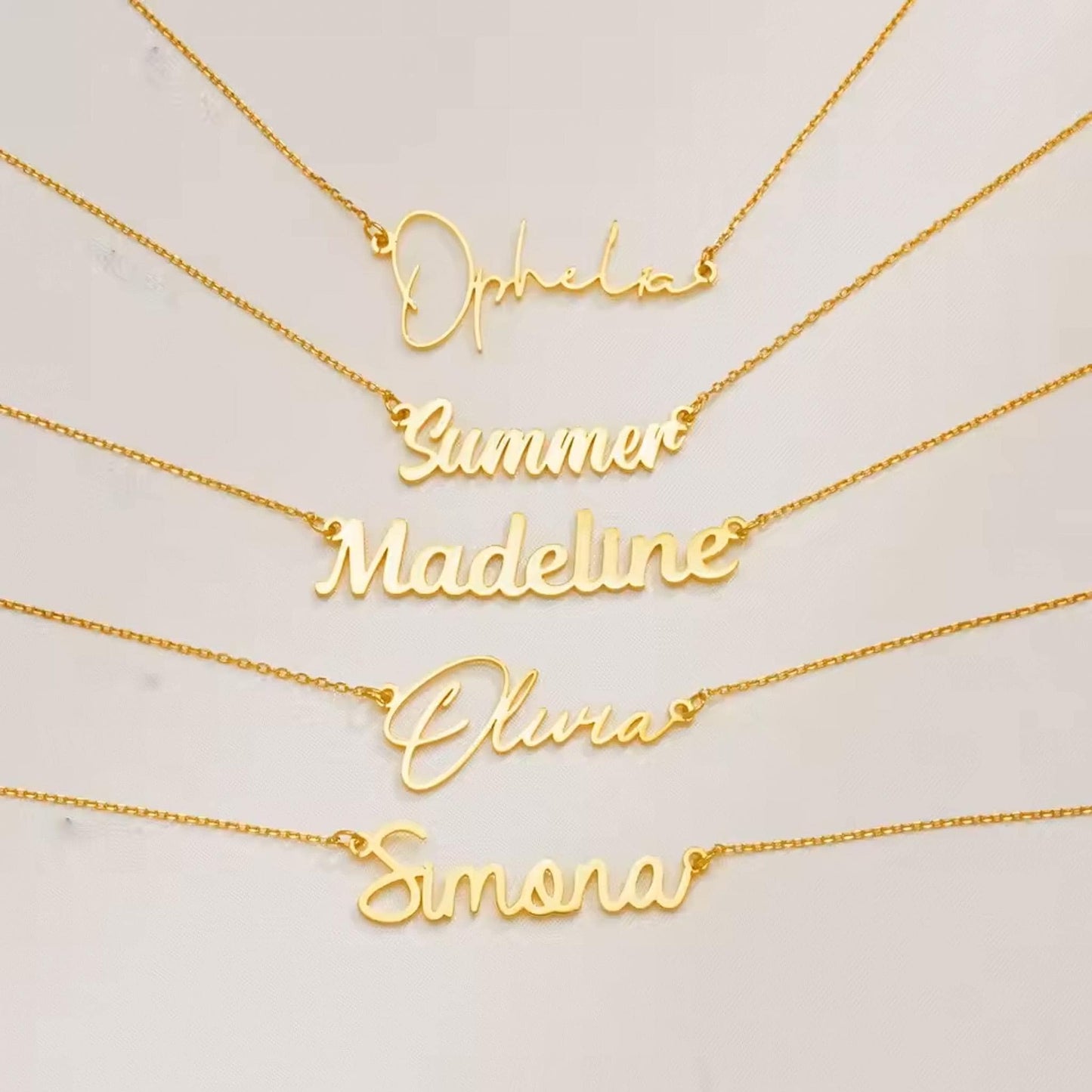 Personalized Script Name Necklace: Sterling Silver, Gold Vermeil