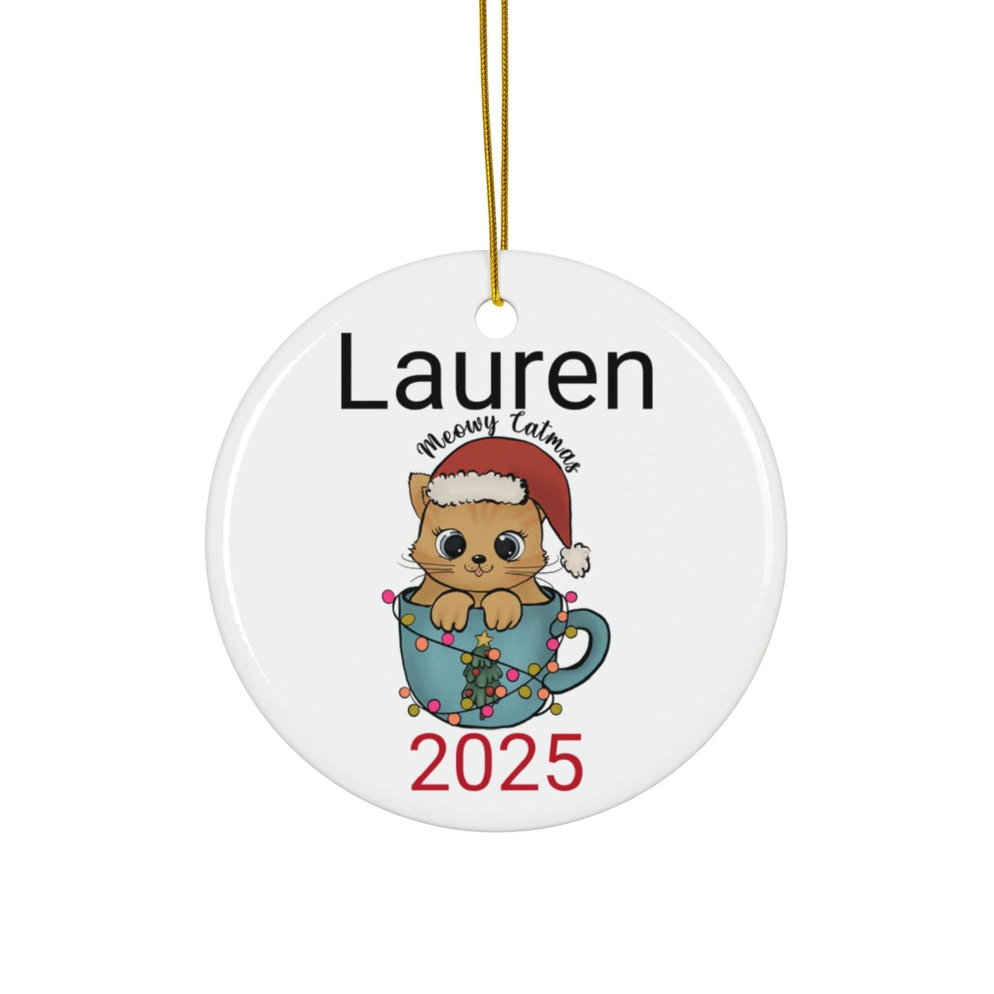Personalized Kitten in a mug Christmas Ornament