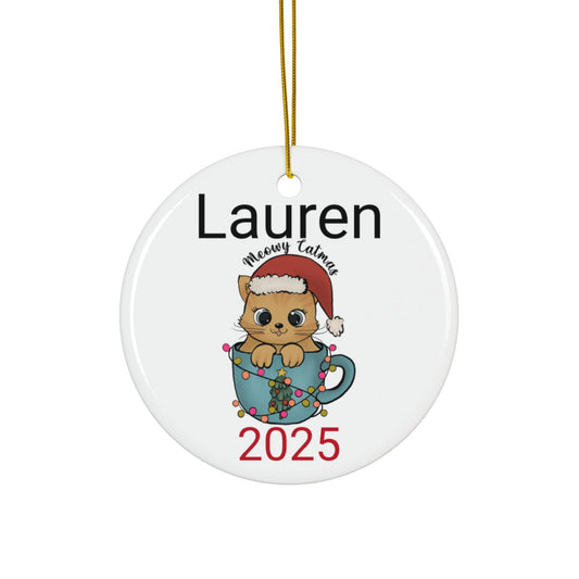 Personalized Kitten in a mug Christmas Ornament