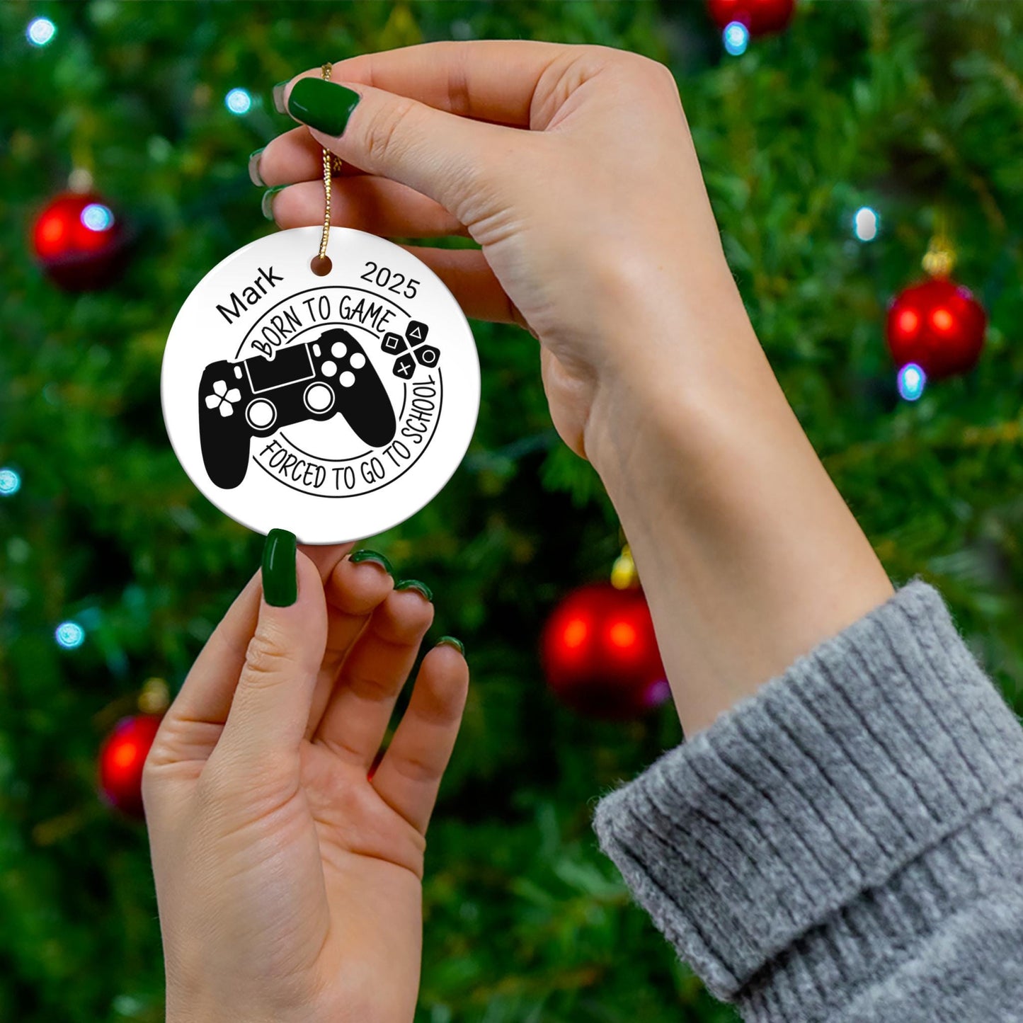 Gamer Ornament, boys ornament, childs ornament, Personalized 2023 Gamer Christmas Ceramic Ornament
