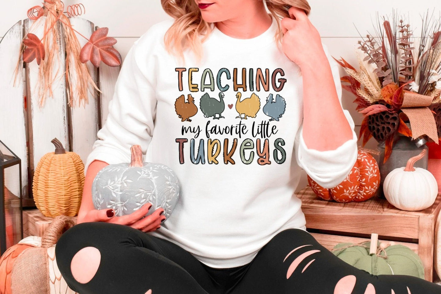 Teacher, Thanksgiving Unisex Heavy Blend Crewneck Sweatshirt