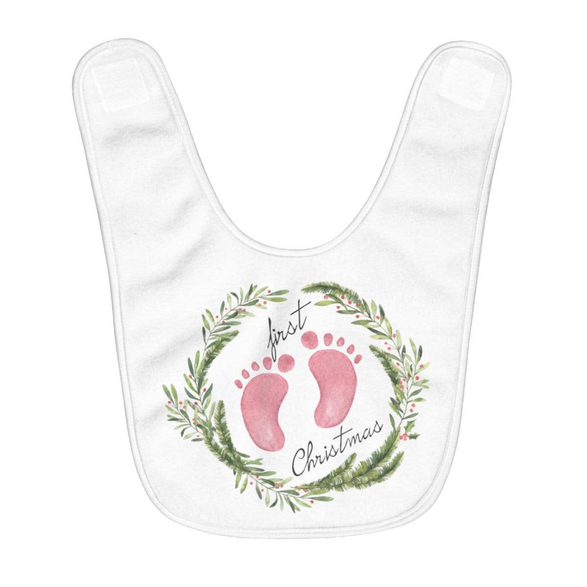 My First Christmas Footprint Fleece Baby Bib