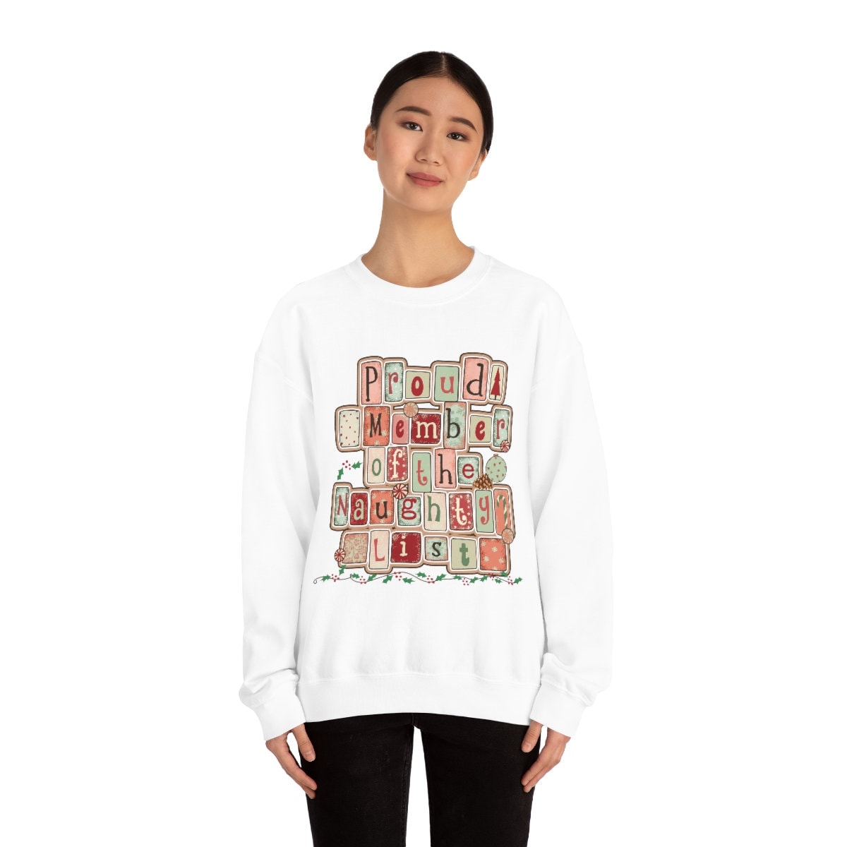 Proud member of the naughty list funny Unisex Heavy Blend Crewneck Sweatshirt
