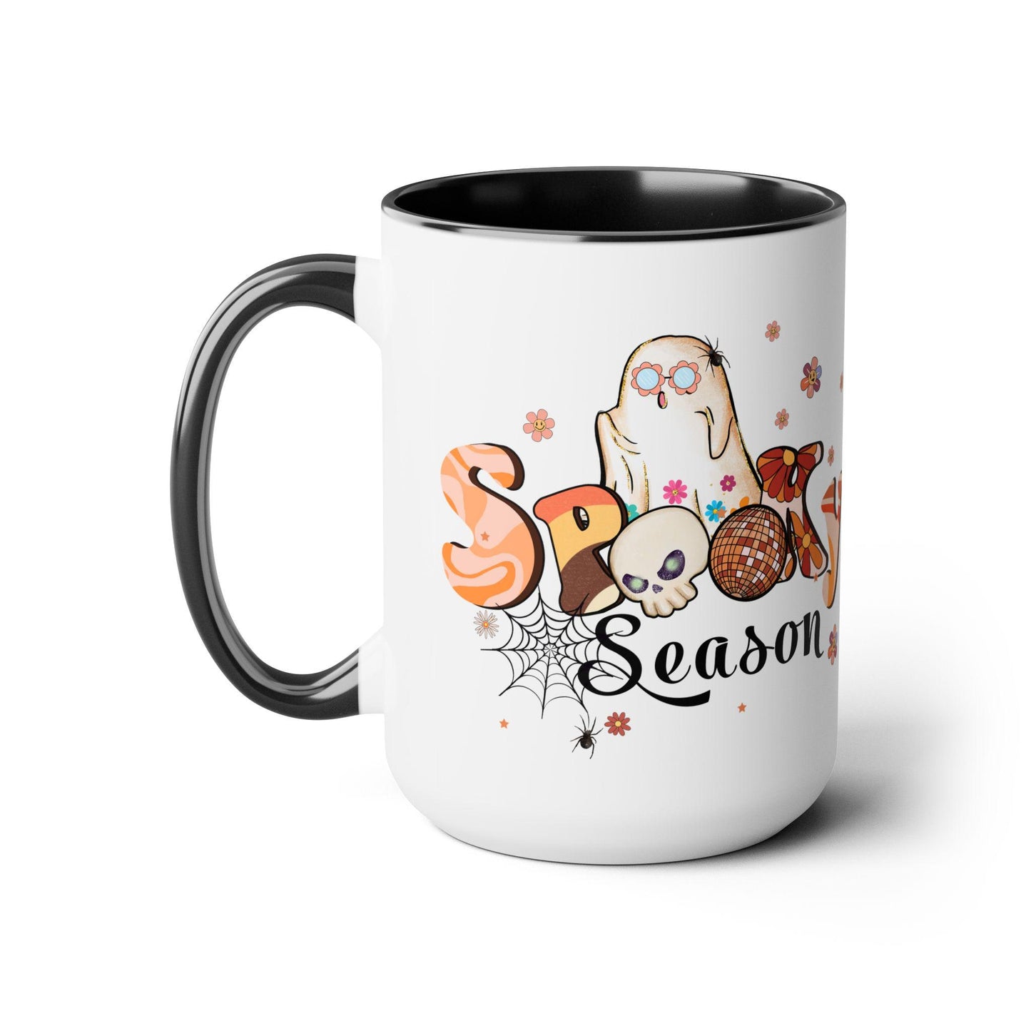 Spooky, Funny Ghost Two-Tone Coffee Mugs, 15oz