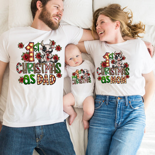 Mom Dad Christmas Shirts, Family Christmas Shirts, Dad First Christmas, Mom First Christmas Shirt, Family Matching Christmas Shirts,Xmas Tee