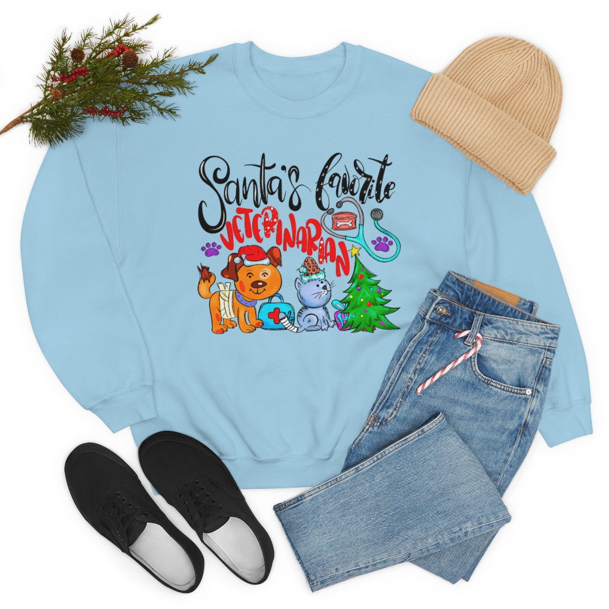 Santa's favorite Veterinarian Unisex Heavy Blend Crewneck Sweatshirt