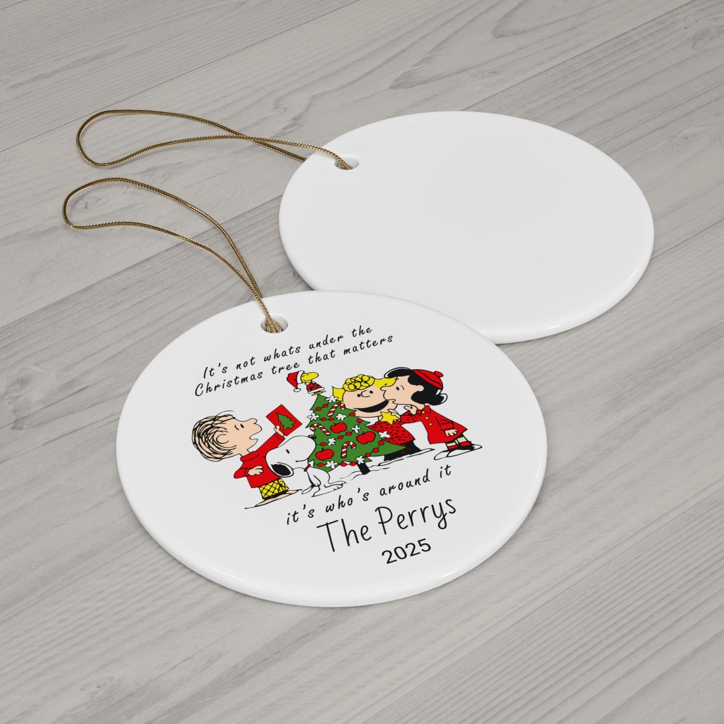 Cartoon Ceramic Christmas Ornament, Personalized Family Keepsake