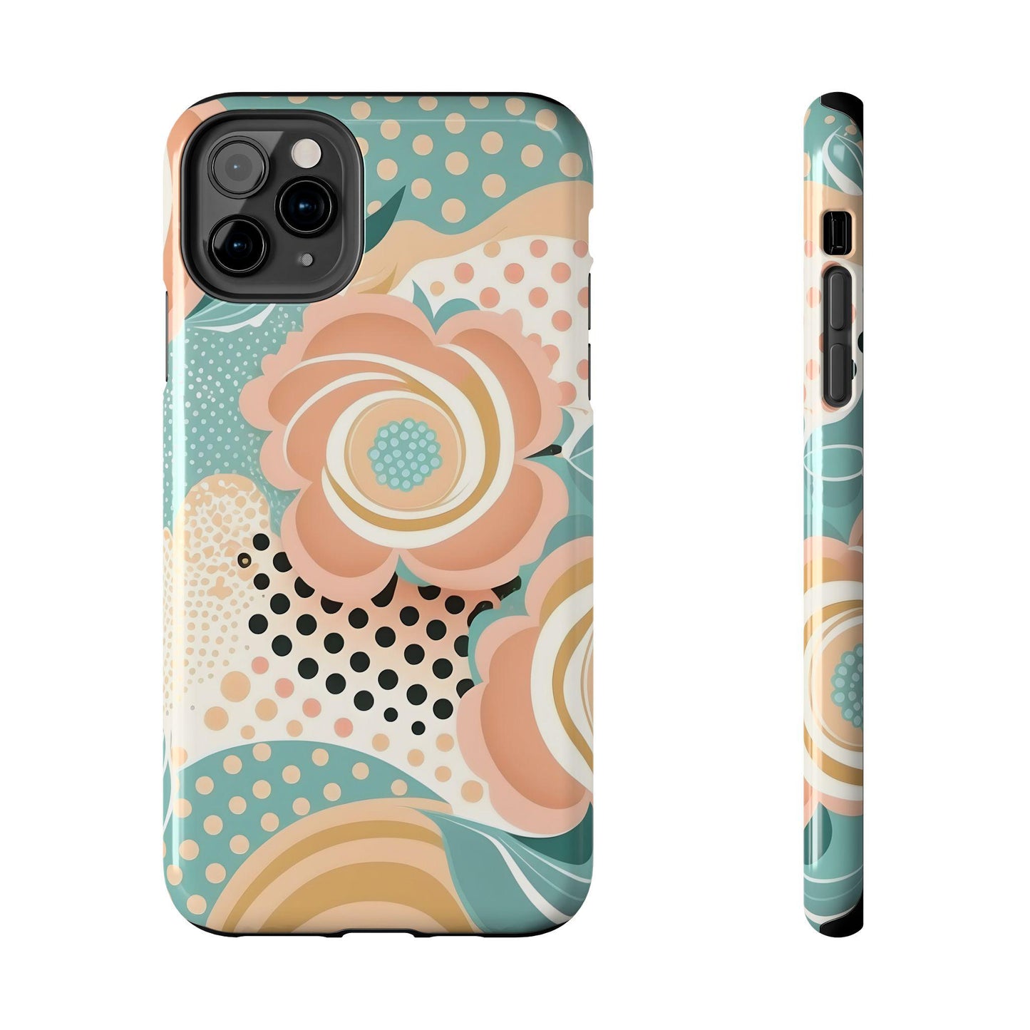 durable phone case, Retro, Circles and Flowers Tough Phone Cases