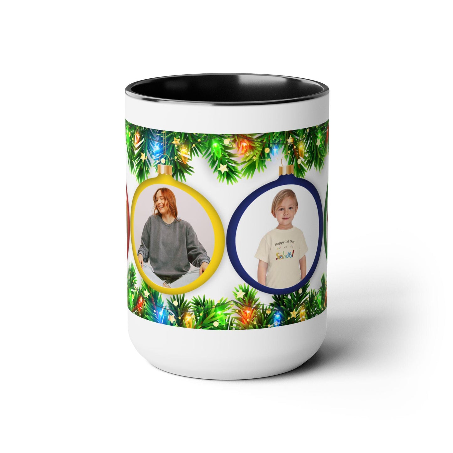 Personalized Photo Coffee Mug, Custom Two-Tone Ceramic Mug, 15oz