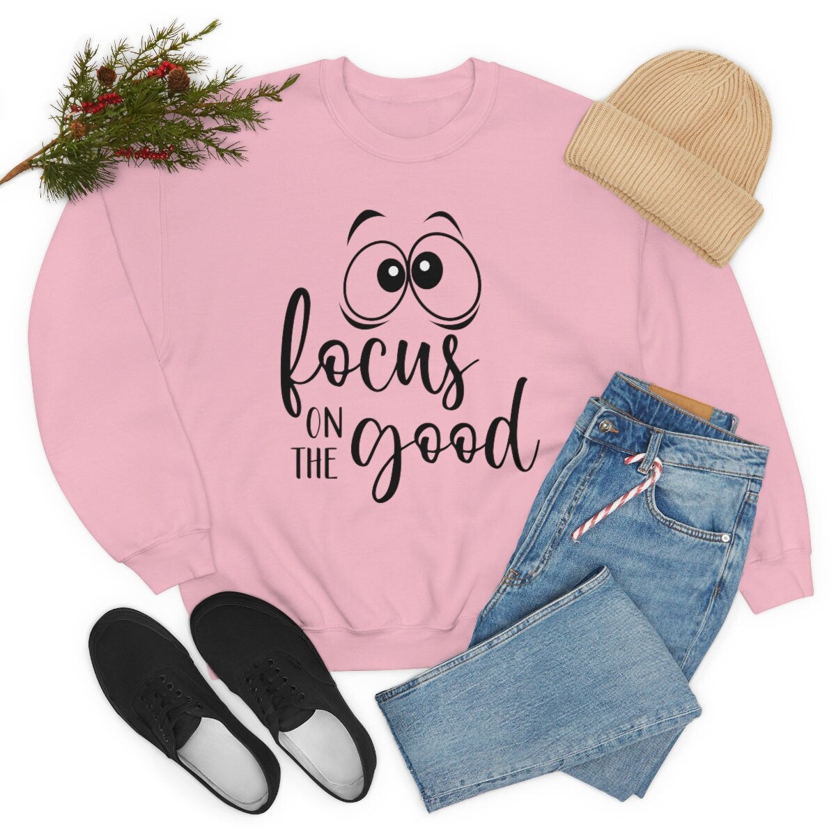 Funny Saying Focus on the good Unisex Heavy Blend Crewneck Sweatshirt