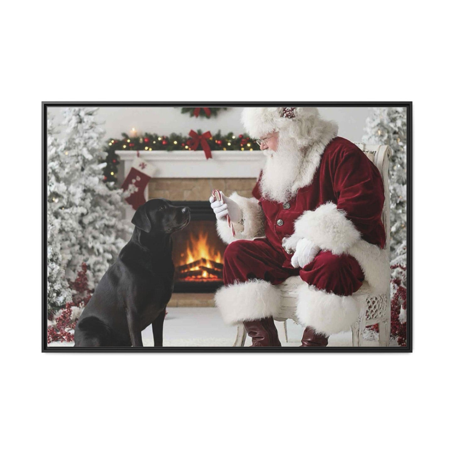 Santa with your dog breed, Matte Canvas, Framed | Christmas Holiday Wall Art