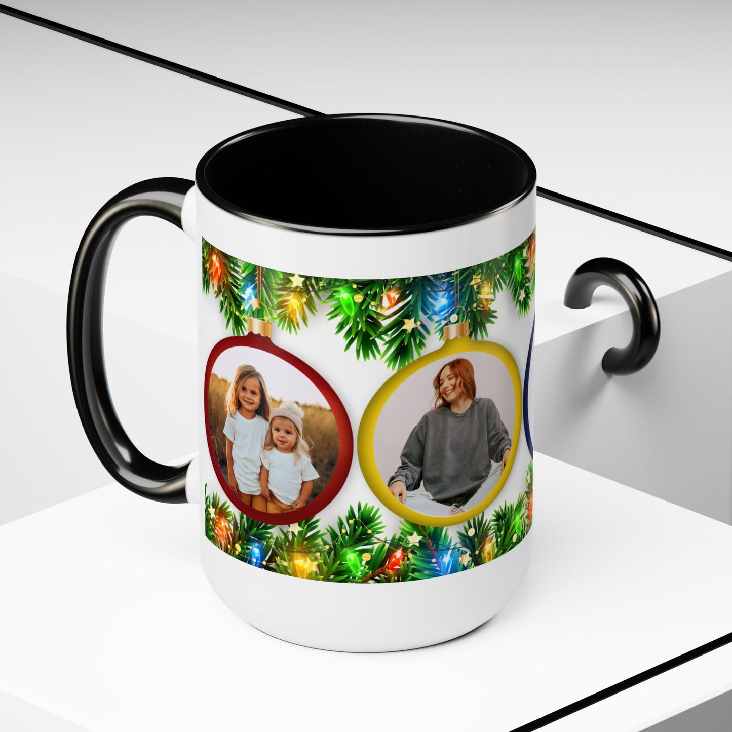 Personalized Photo Coffee Mug, Custom Two-Tone Ceramic Mug, 15oz