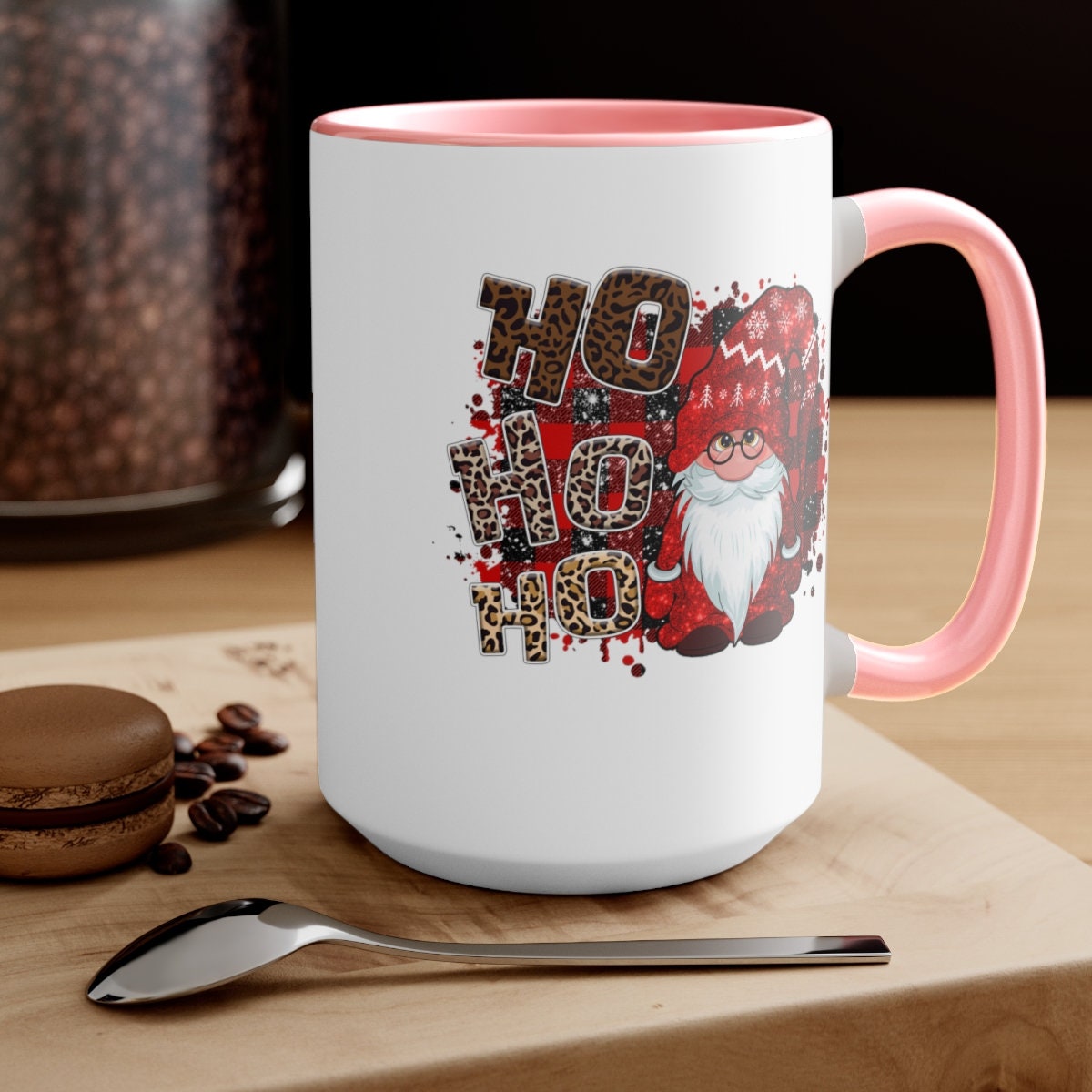Christmas gnome ho ho ho Two-Tone Coffee Mugs, 15oz