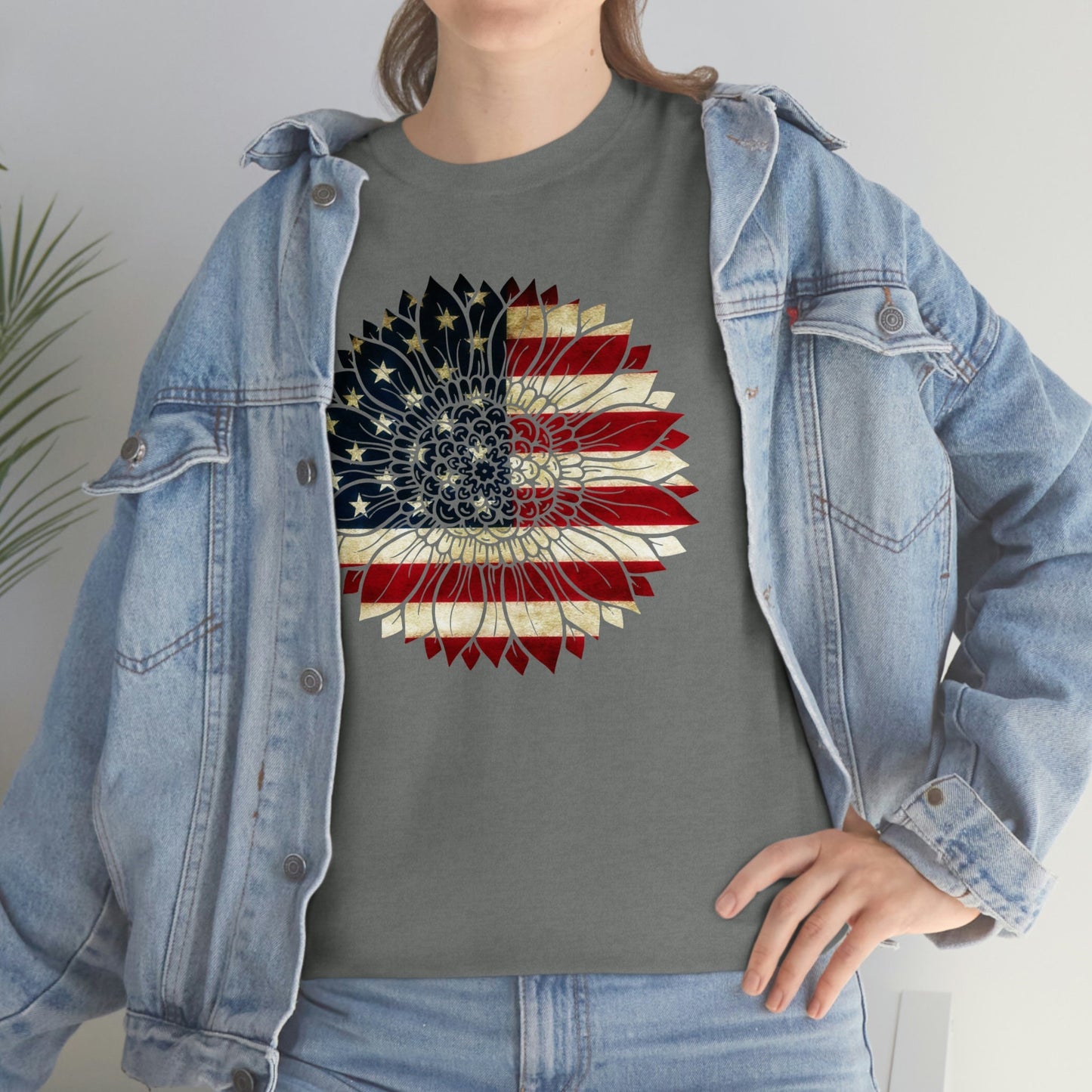 America Sunflower Shirt, USA Flag Flower T Shirt, Gift For American, 4th Of July Flag Graphic T-Shirt, Freedom TShirt, Independence Shirt