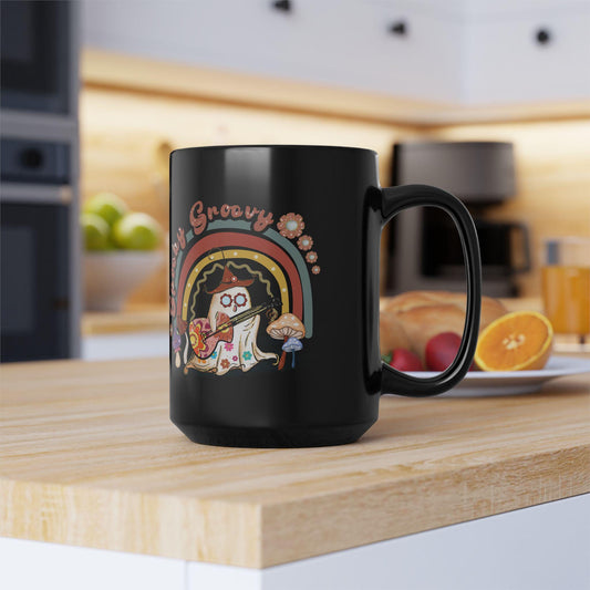 Cute, Houmous, Spooky Ghost, Black Mug, 15oz