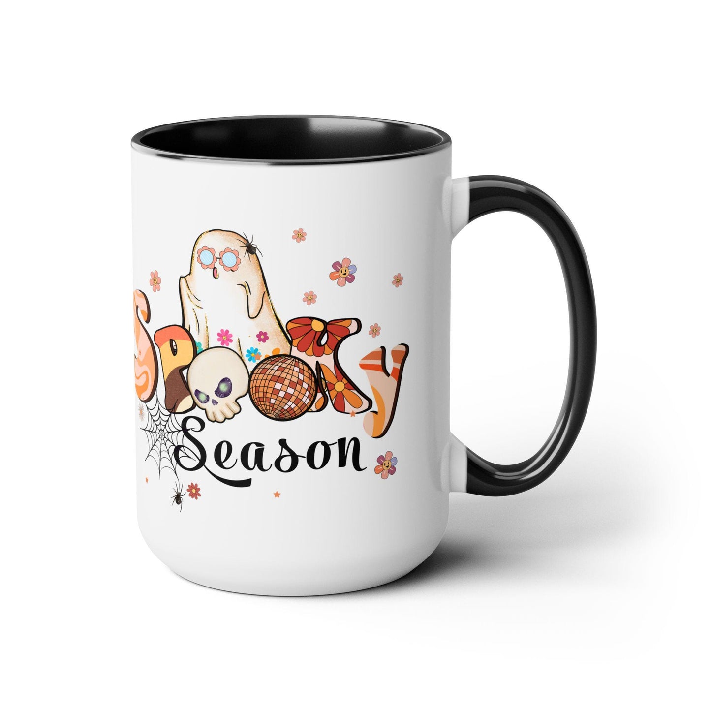 Spooky, Funny Ghost Two-Tone Coffee Mugs, 15oz