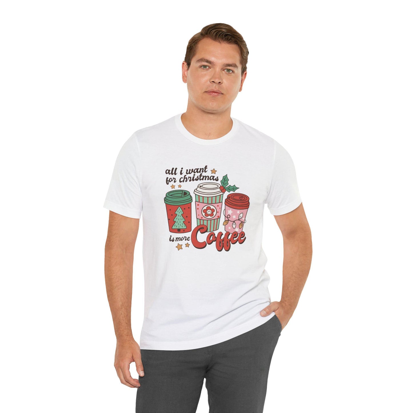 Christmas Coffee Graphic Tee, Unisex Jersey Short Sleeve