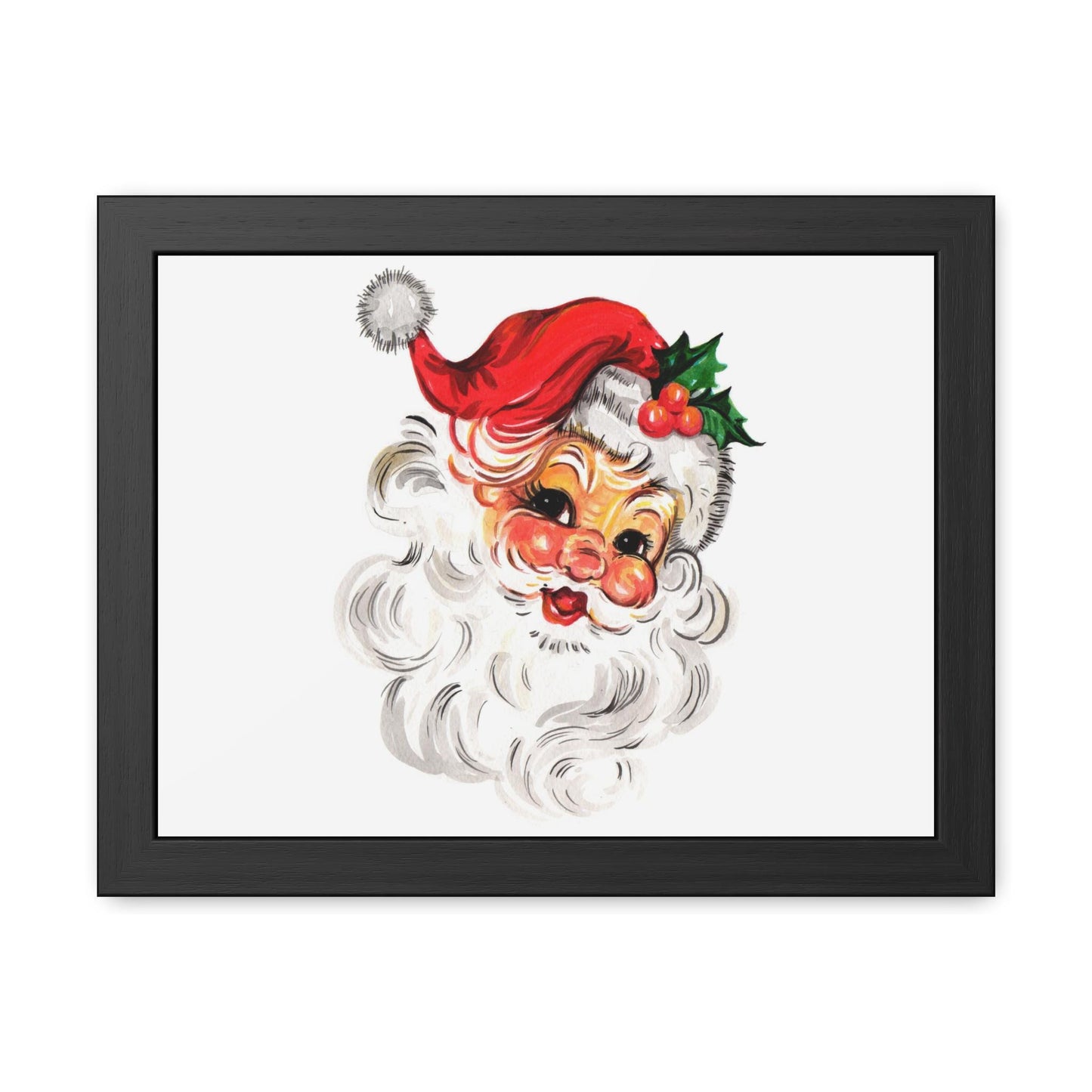 Retro Santa, Wall Art, Christmas Decor, Framed Posters