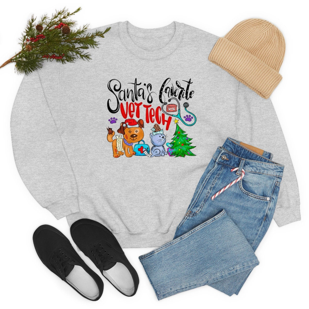 Santa's favorite Vet Tech Unisex Heavy Blend Crewneck Sweatshirt