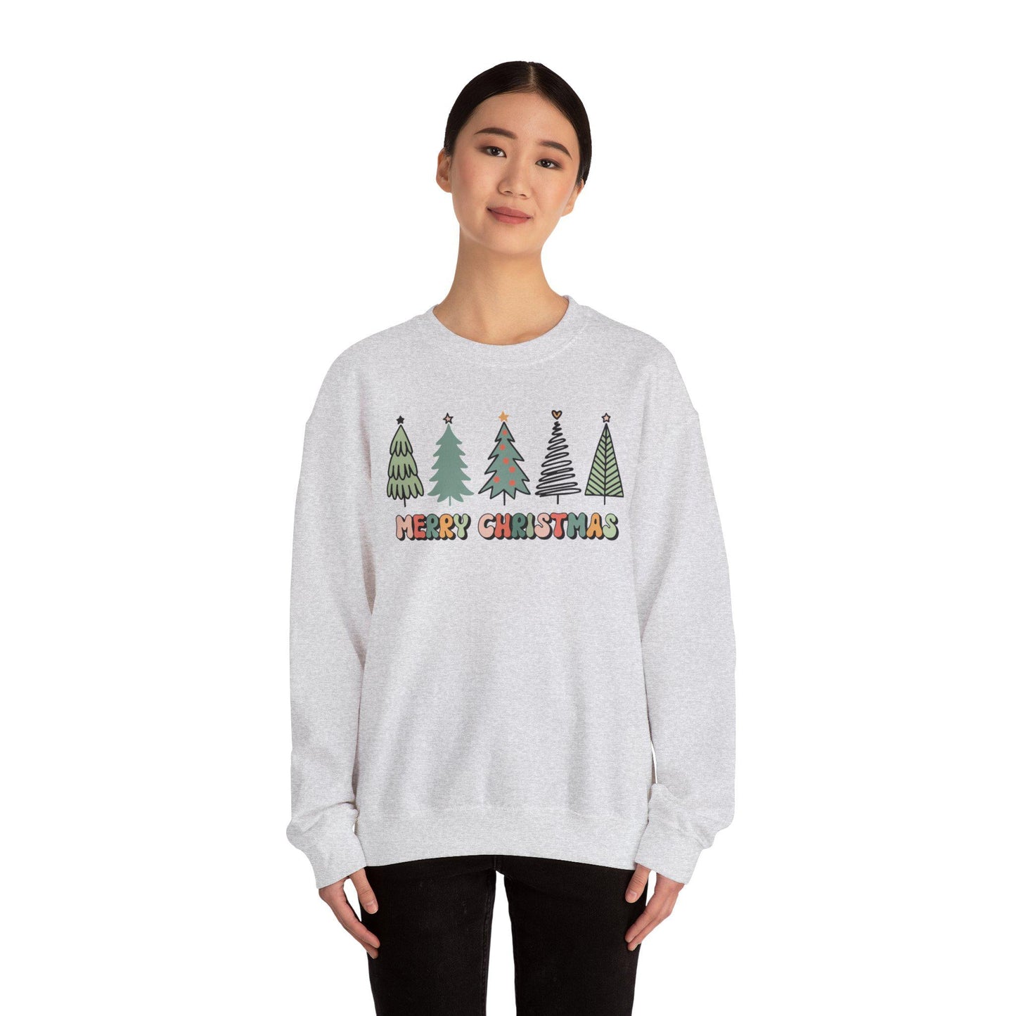 Retro Christmas Tree Sweatshirt, Farmhouse Holiday Crewneck