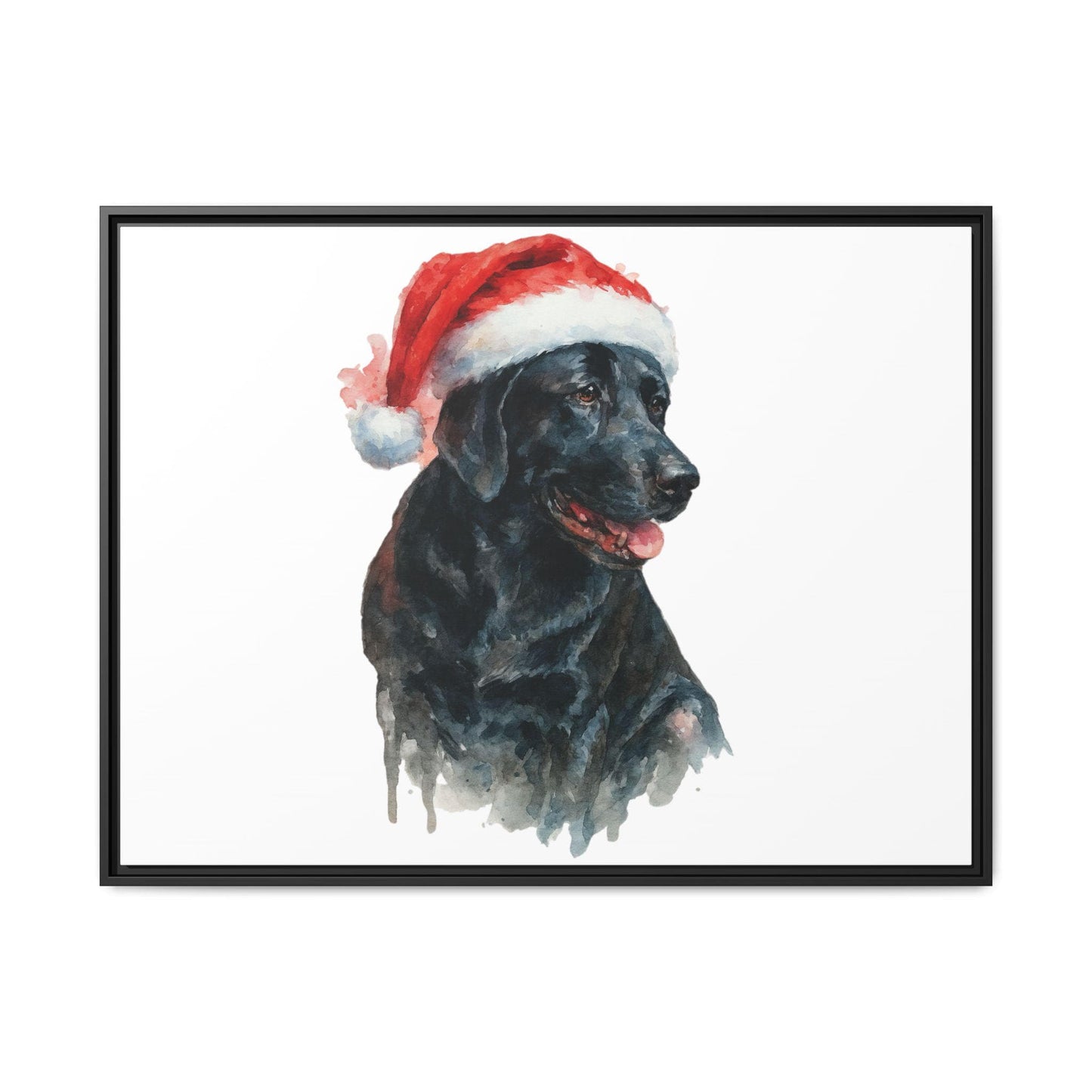 Pet Watercolor in Santa Hat, your favorite photo, Canvas