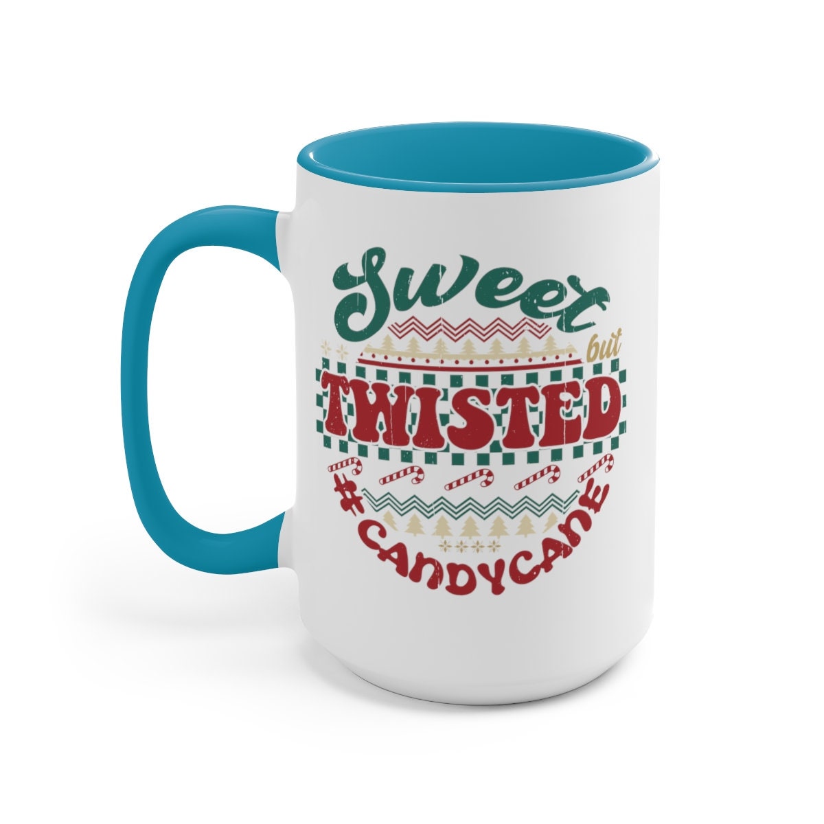 Sweet twisted candy cane Christmas Two-Tone Coffee Mugs, 15oz