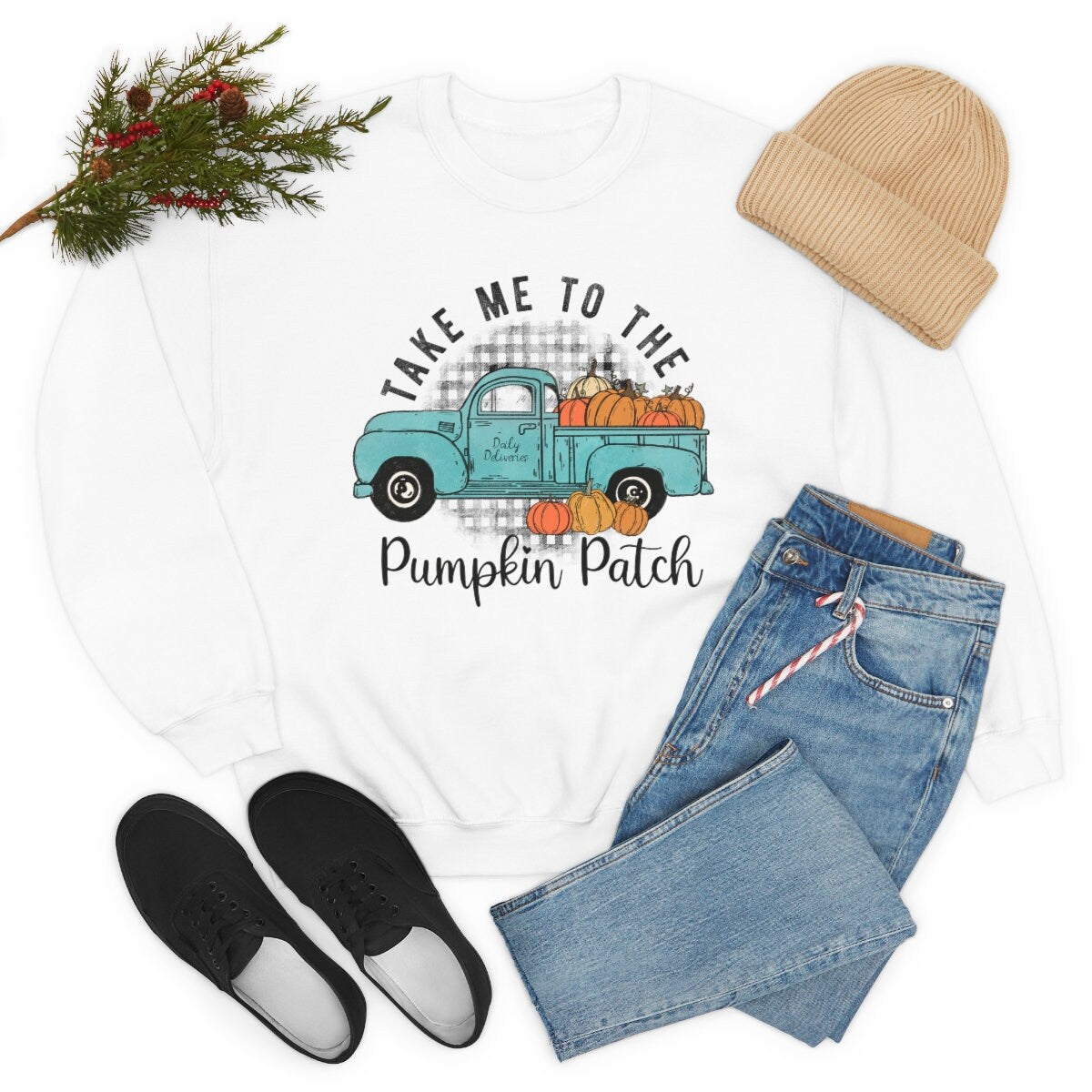Take me to the pumpkin patch truck Unisex Heavy Blend Crewneck Sweatshirt