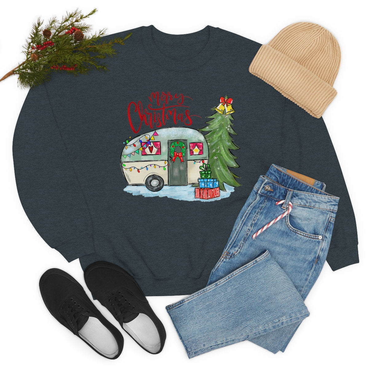 Camping , Merry Christmas Unisex Heavy Blend Crewneck Sweatshirt