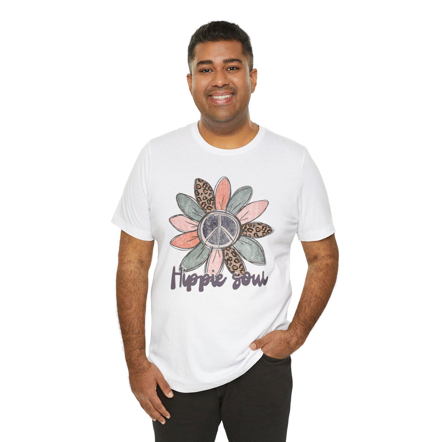 Peace sign, Flower, hippie, Unisex Jersey Short Sleeve Tee