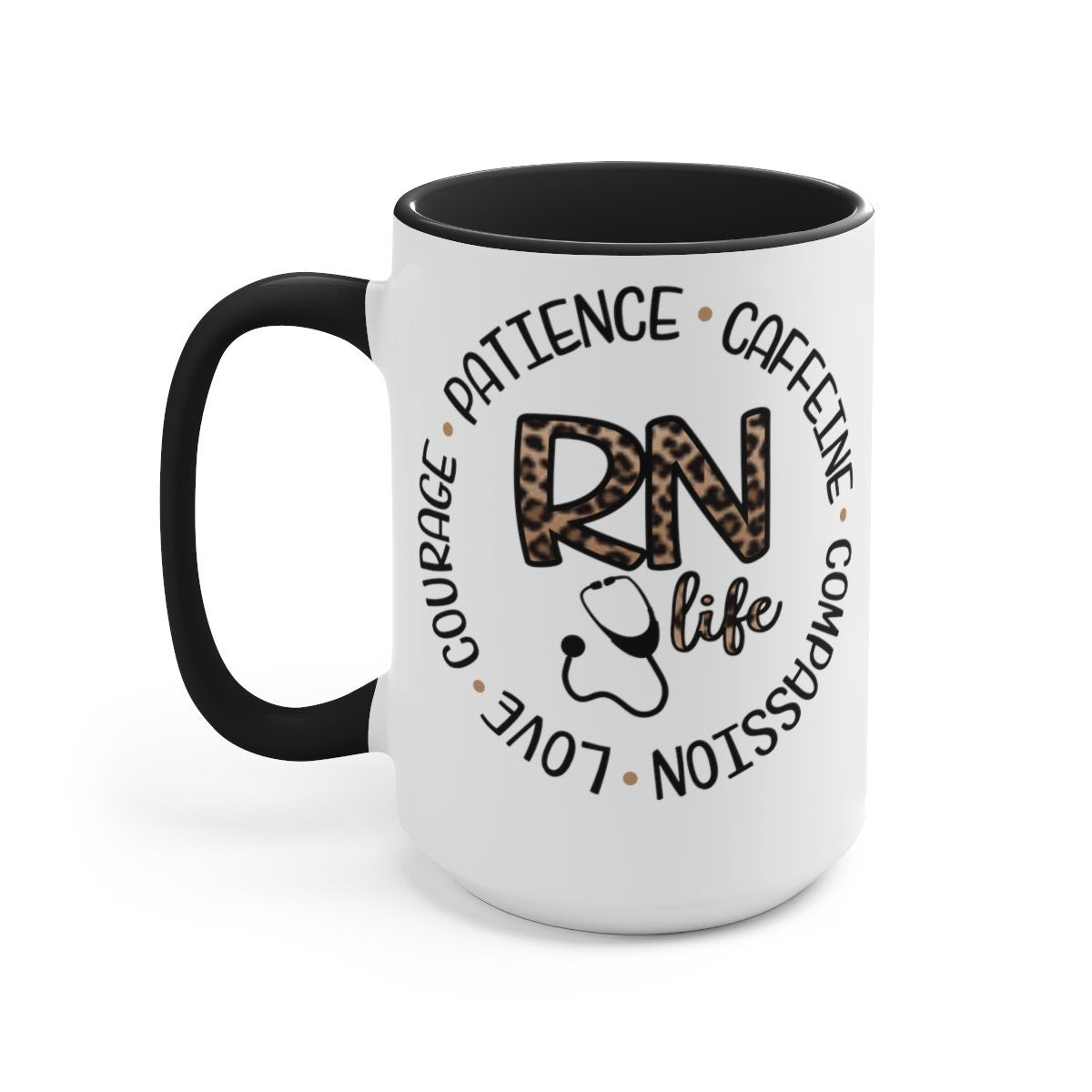 Animal Print RN, Nurses Two-Tone Coffee Mugs, 15oz