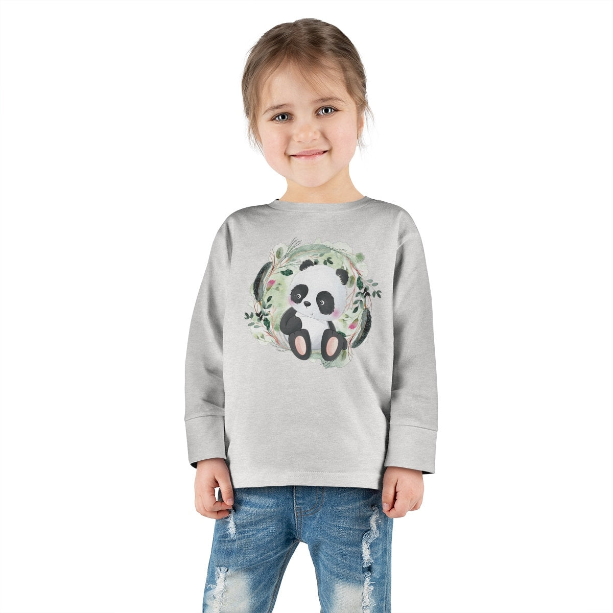 Watercolor Panda Bear Toddler Long Sleeve Tee