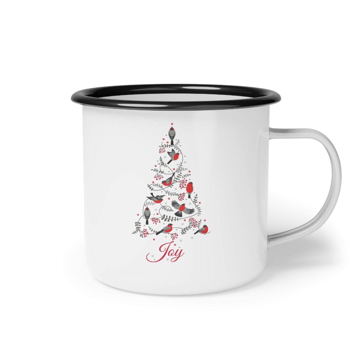 Enamel Camp Cup, christmas tree cup, holiday cup,