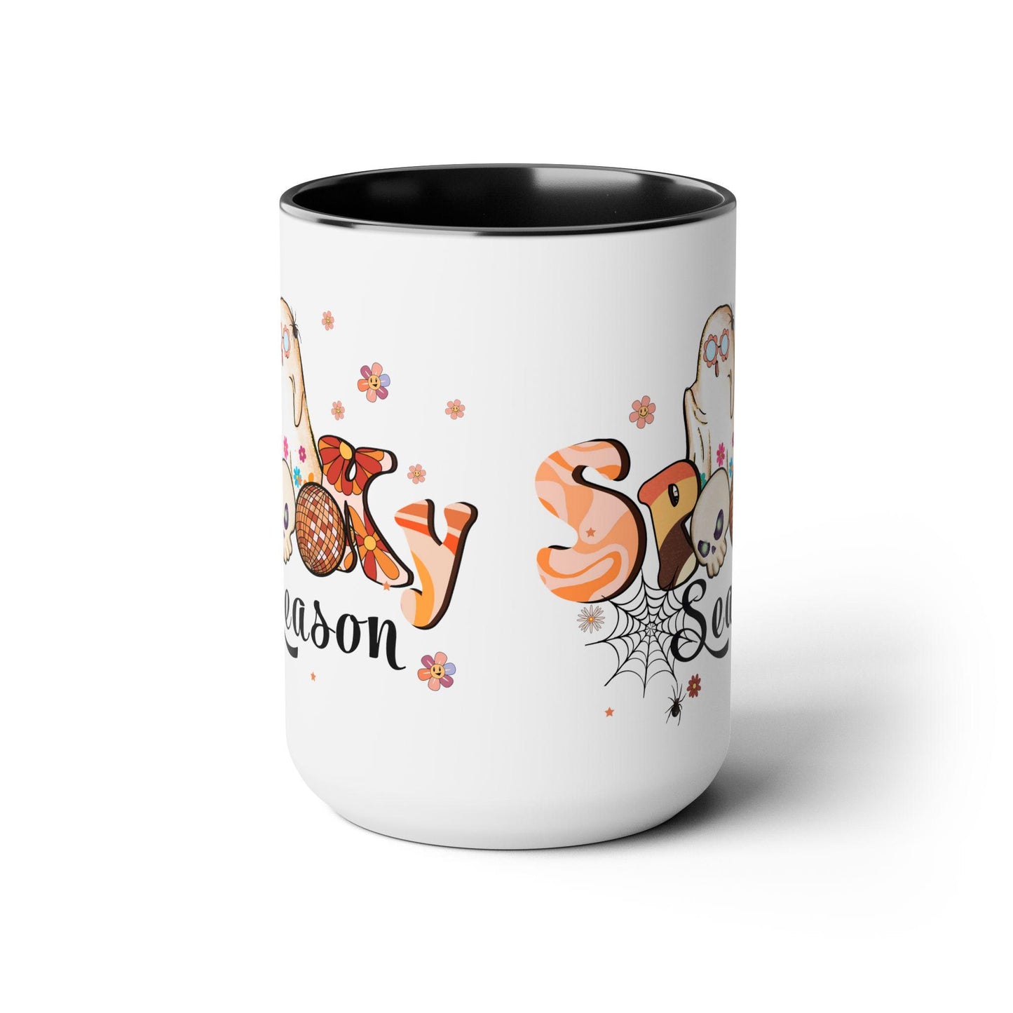 Spooky, Funny Ghost Two-Tone Coffee Mugs, 15oz