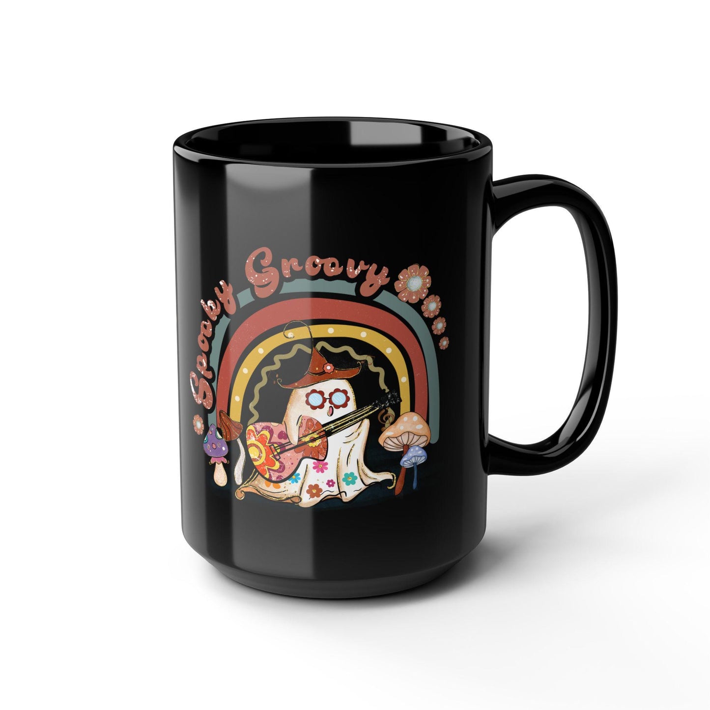 Cute, Houmous, Spooky Ghost, Black Mug, 15oz