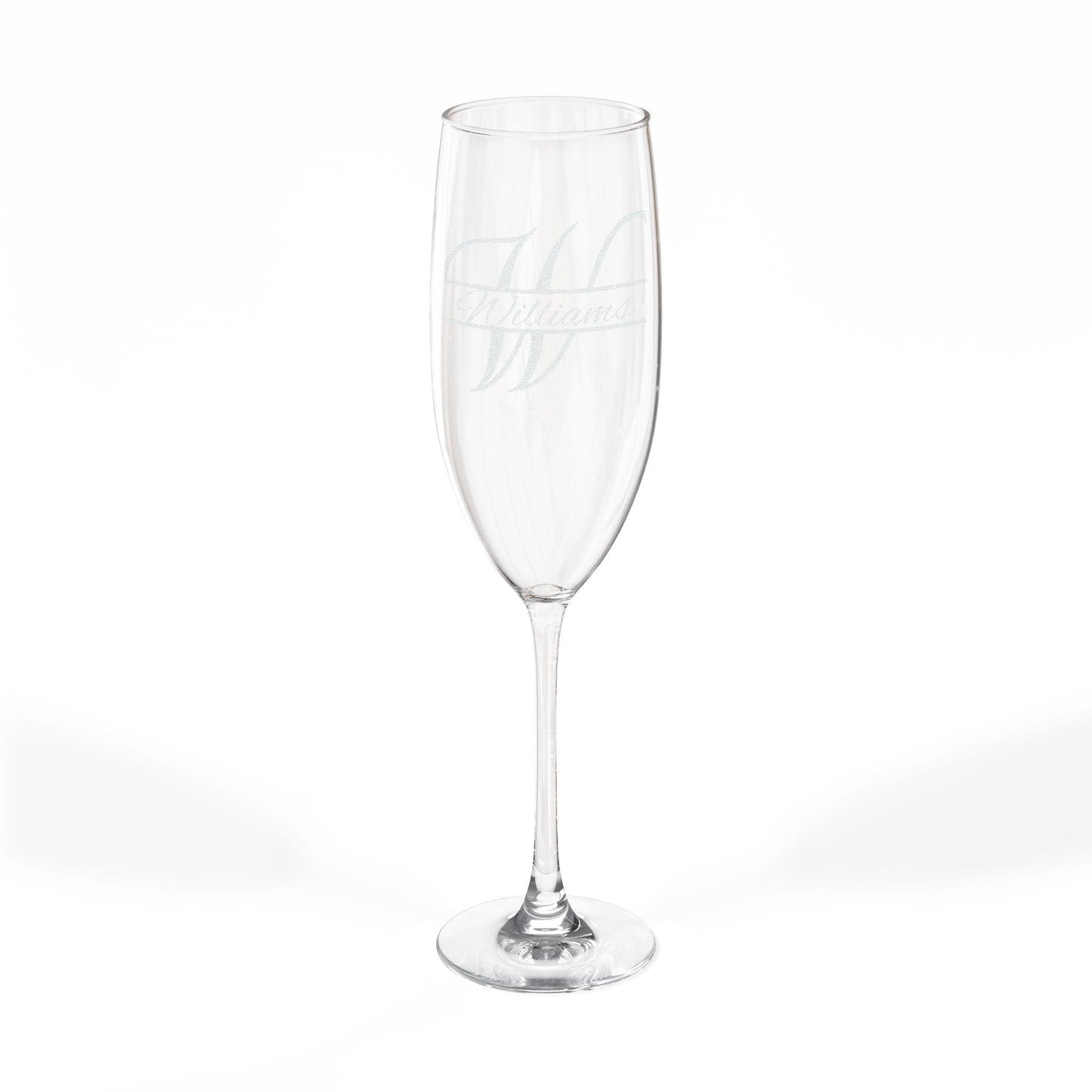 Monogram Script Champagne Glass 8oz | Engraved Flute