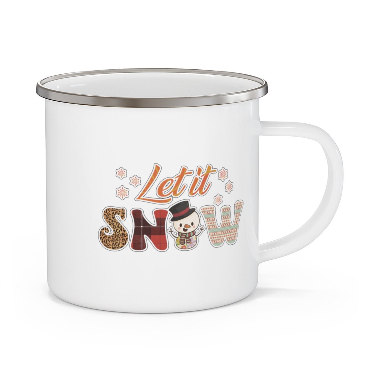 Let it snow Christmas Enamel Camping Mug
