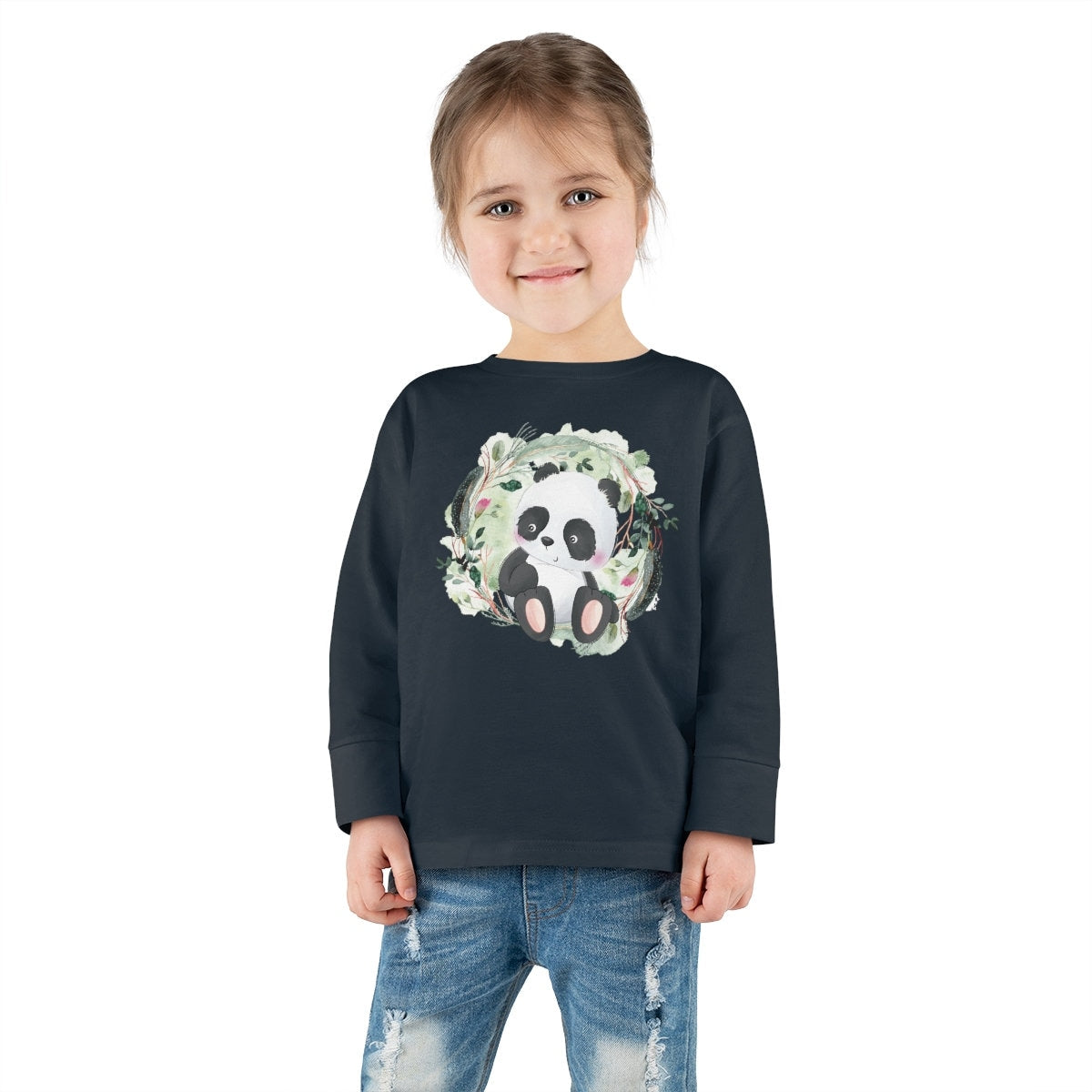Watercolor Panda Bear Toddler Long Sleeve Tee