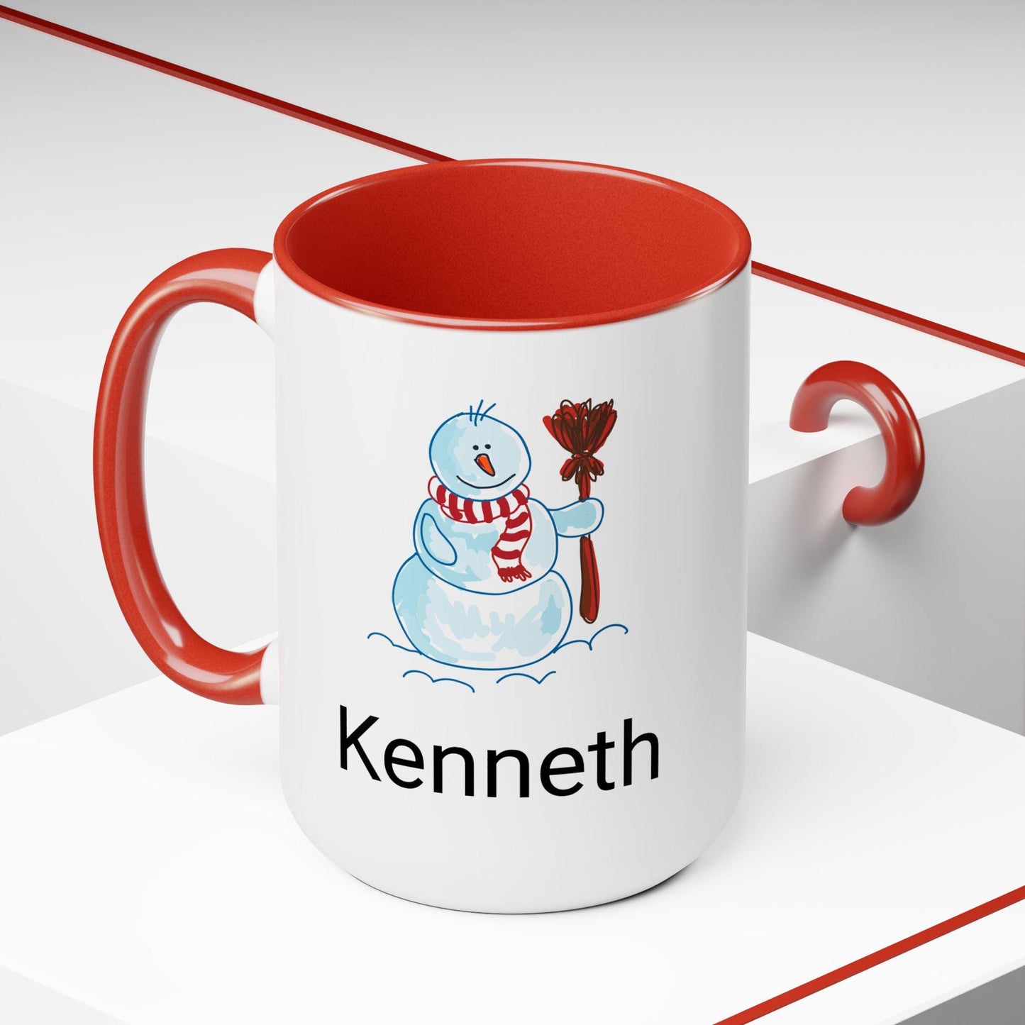 Personalized coffee mug, coffee lovers' gift, Two-Tone Coffee Mugs, snowman mug 15oz