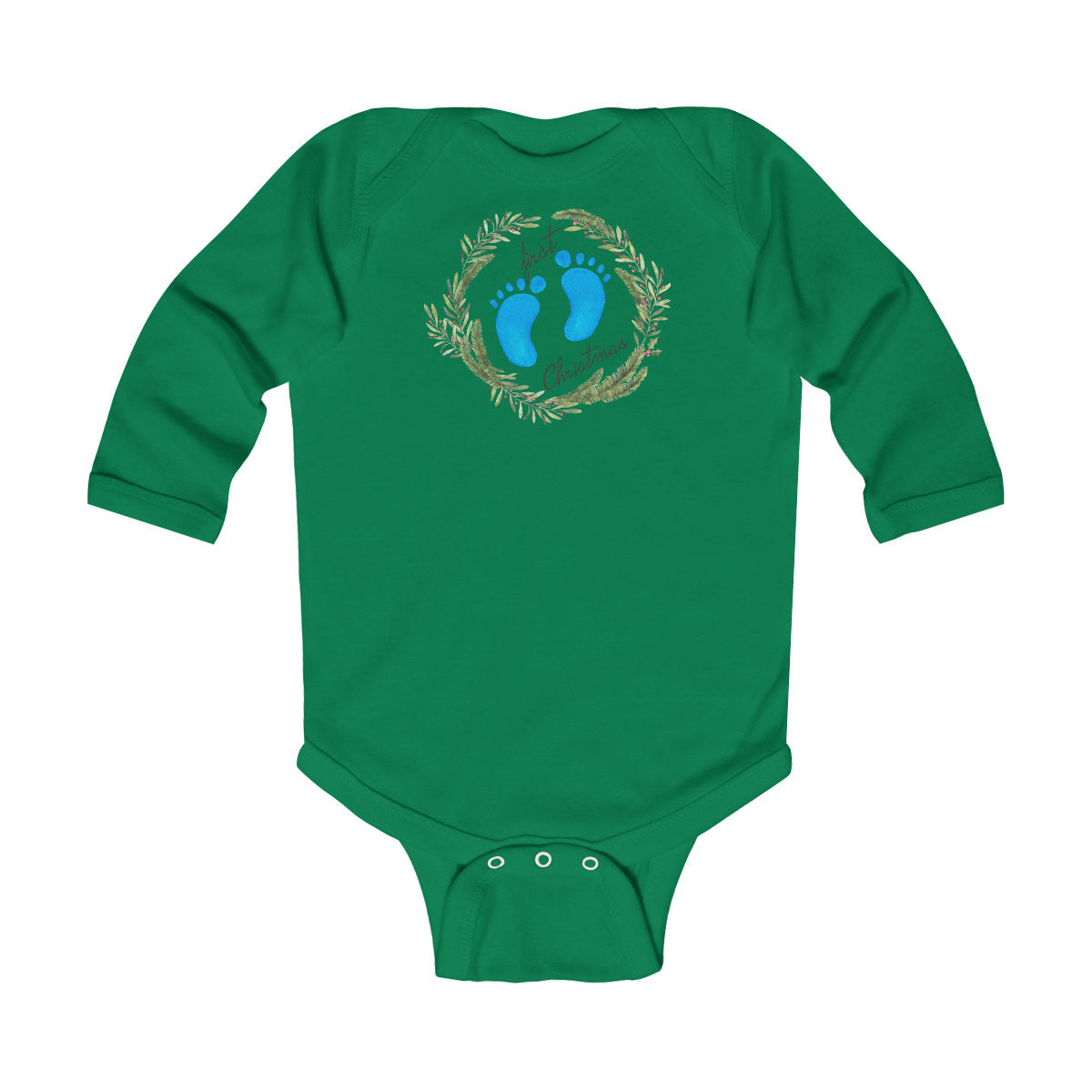 Personalized First Christmas footprint 2022 Infant Long Sleeve Bodysuit