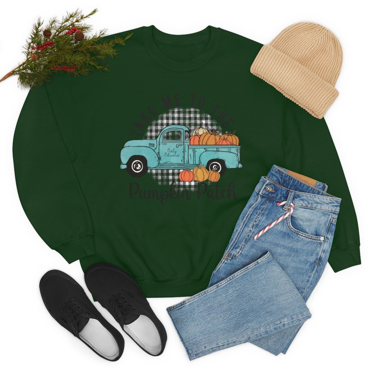Take me to the pumpkin patch truck Unisex Heavy Blend Crewneck Sweatshirt