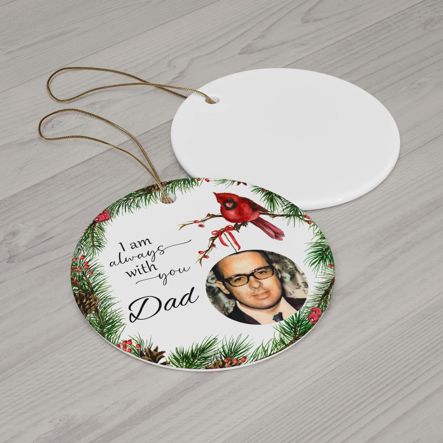 Memorial Christmas Ornament, Cardinal Christmas Ornament, Keepsake ornament, Gift for family, Gift for friend, Ceramic Ornament