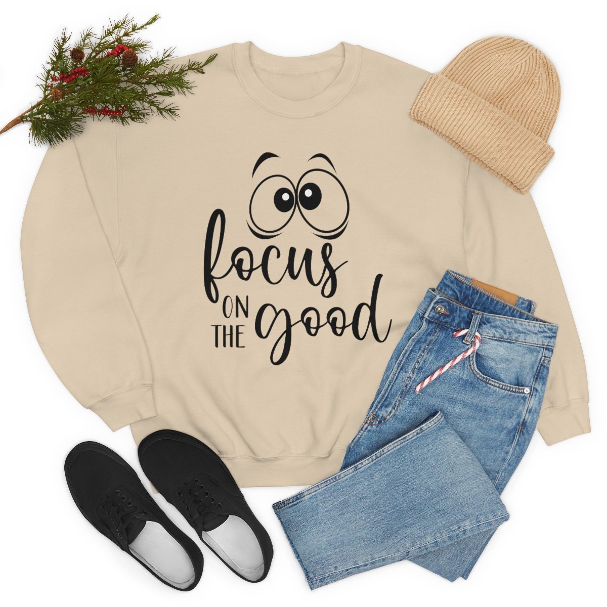 Funny Saying Focus on the good Unisex Heavy Blend Crewneck Sweatshirt