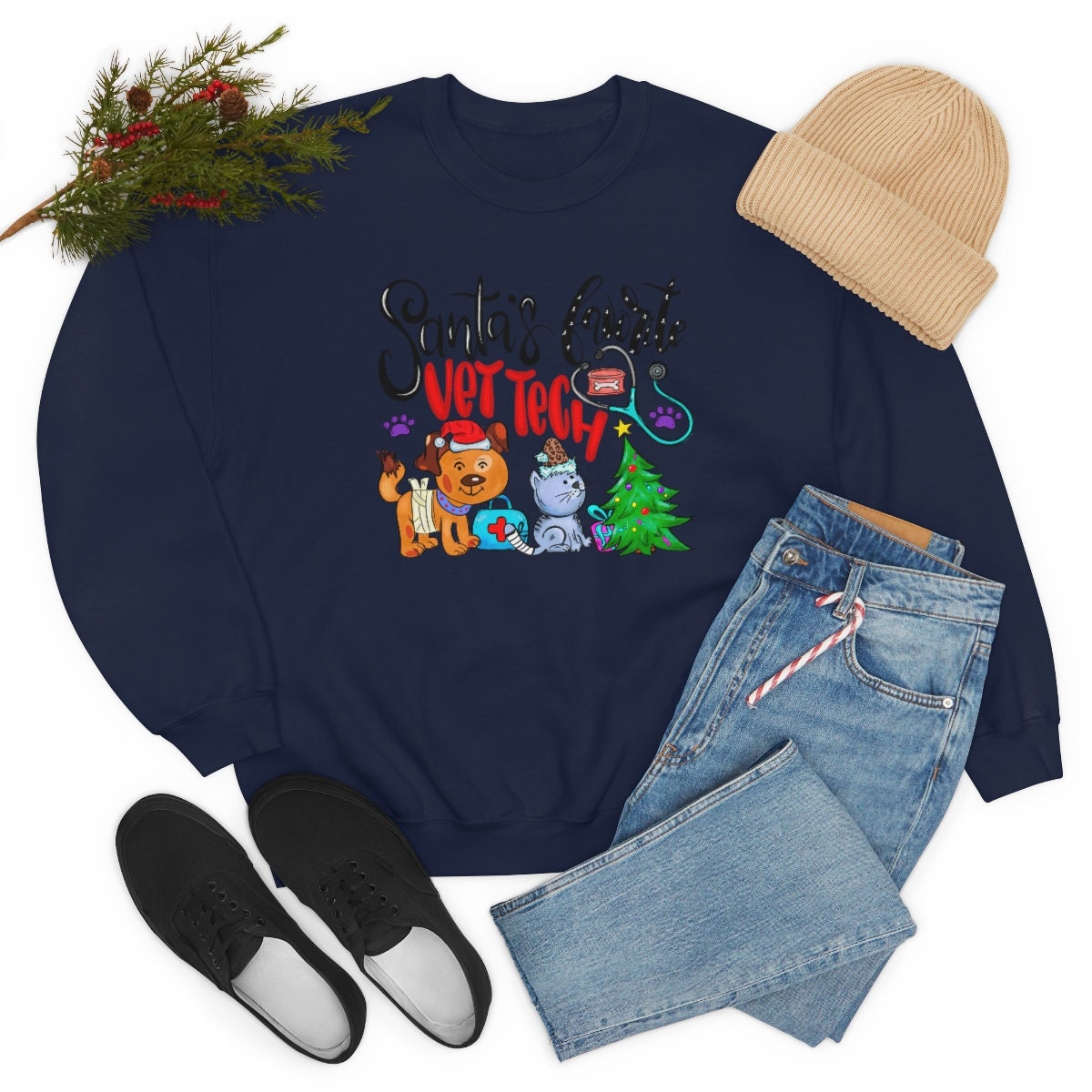 Santa's favorite Vet Tech Unisex Heavy Blend Crewneck Sweatshirt