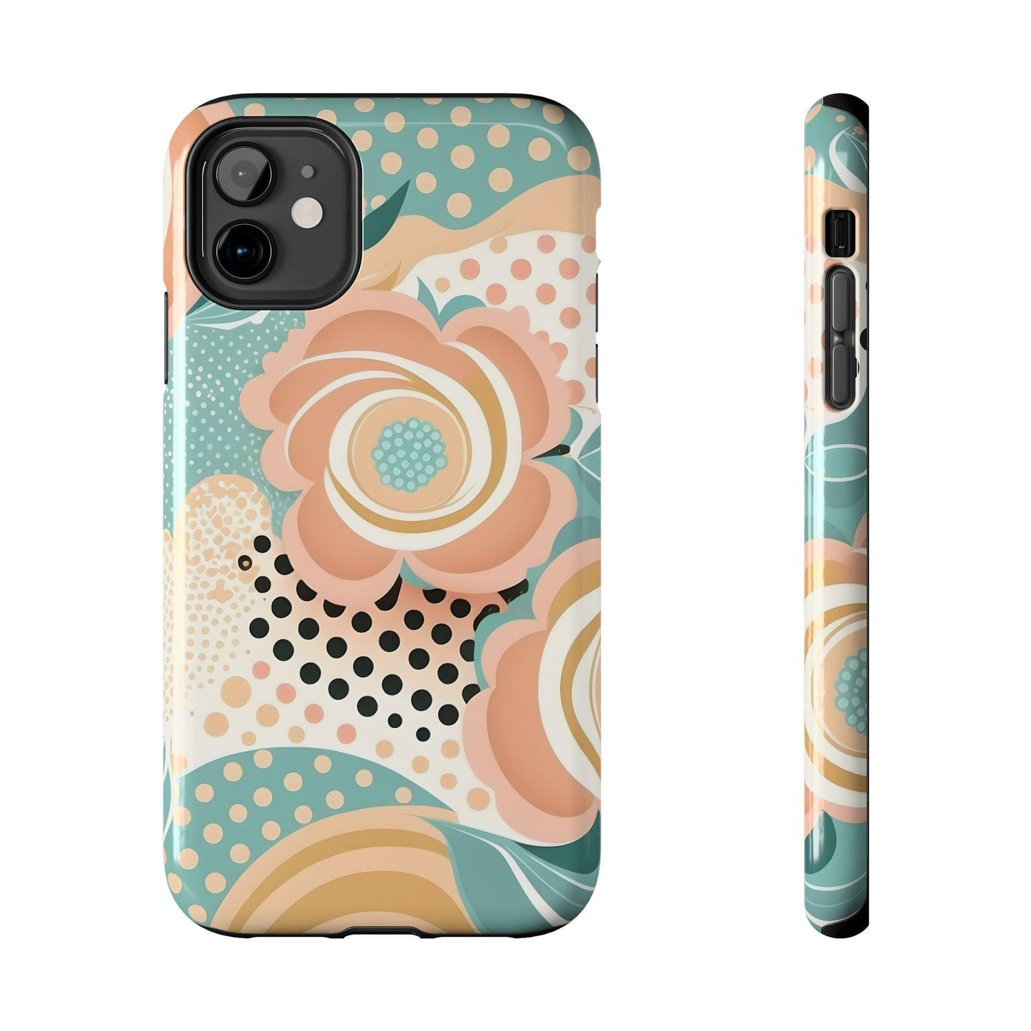 durable phone case, Retro, Circles and Flowers Tough Phone Cases