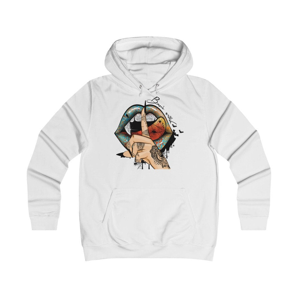 Witch, vampire, scary Lips College Hoodie
