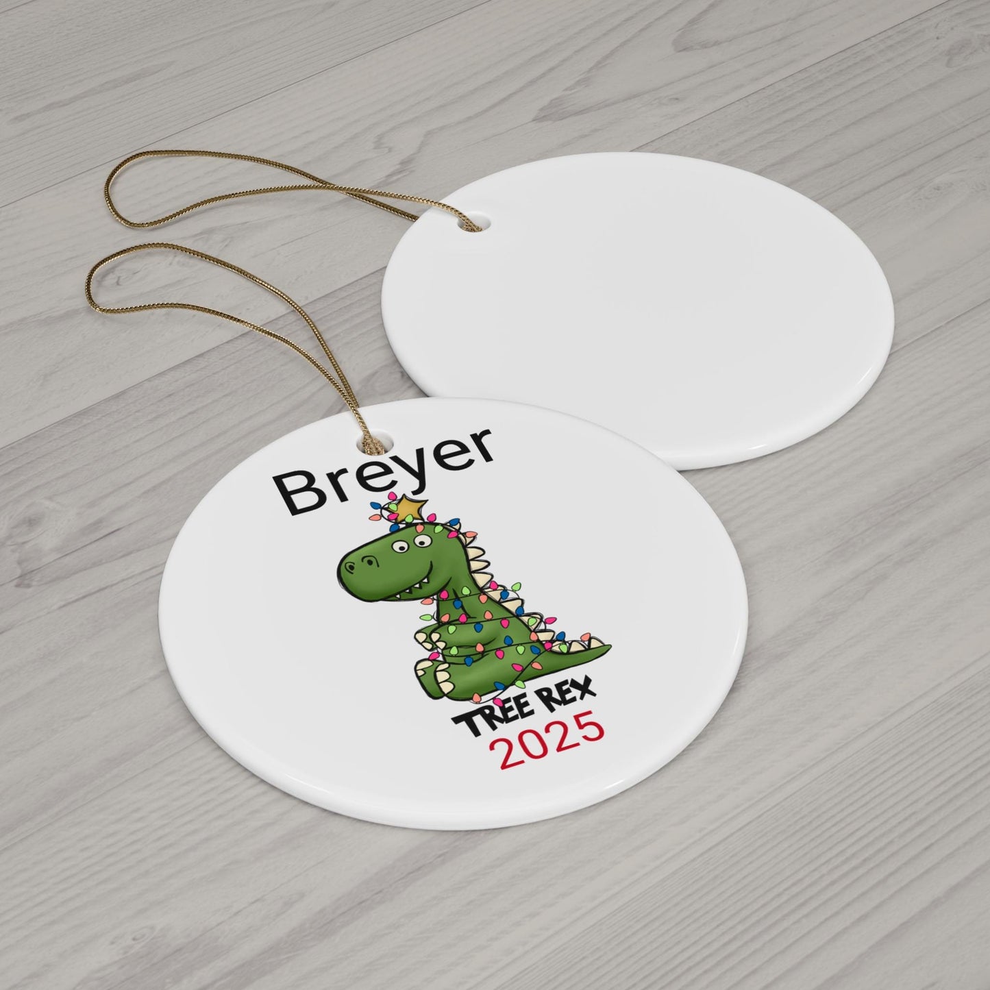 Personalized Dinosaur T-Rex Christmas Ornament
