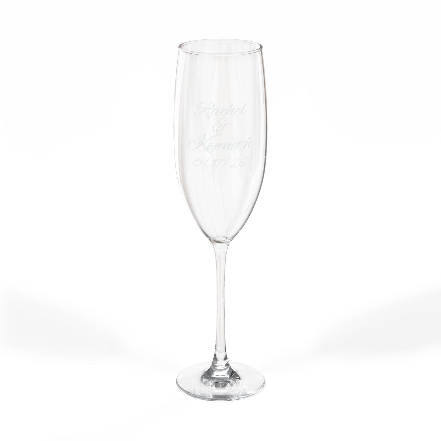 Bride and groom engraved Champagne Glass 8oz | Wedding Flute, Personalized Bridal Stemware
